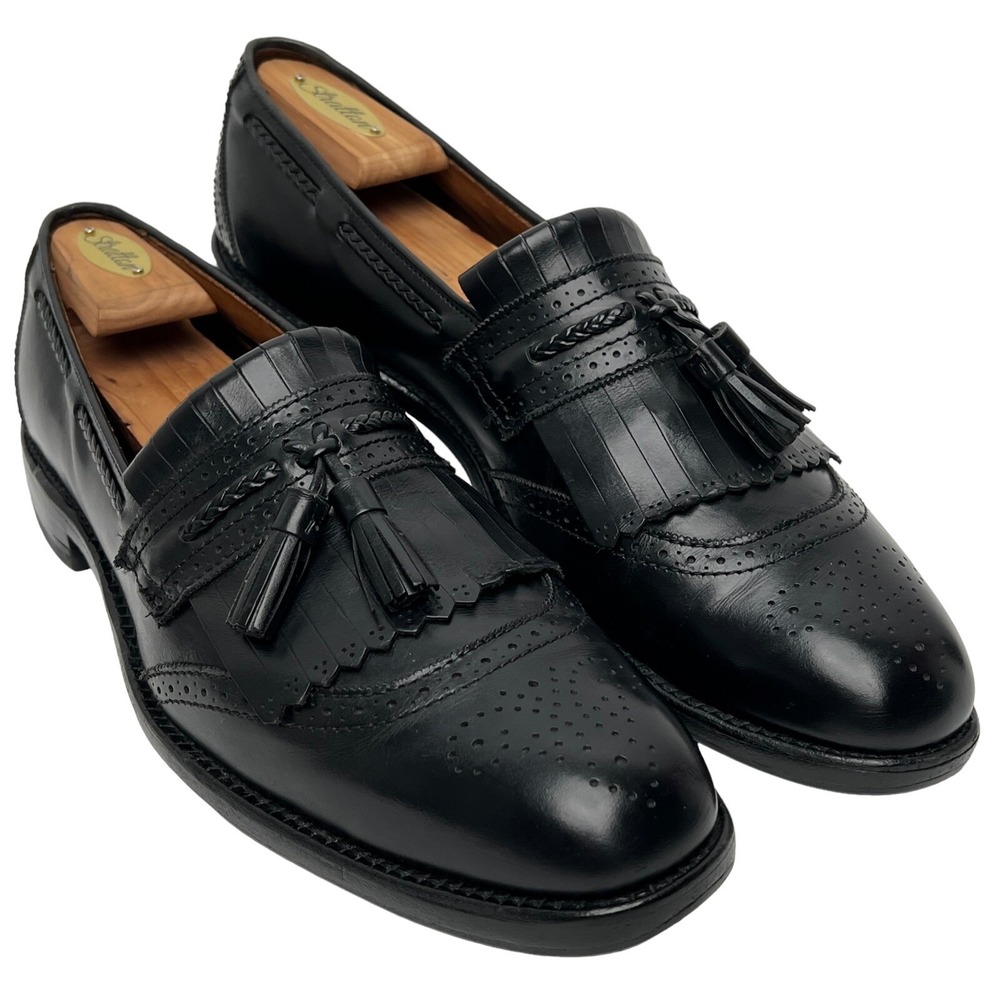 Allen Edmonds Bradenton Men's 12 AAA Black Leather Tassel Slip-on Loafers Kiltie